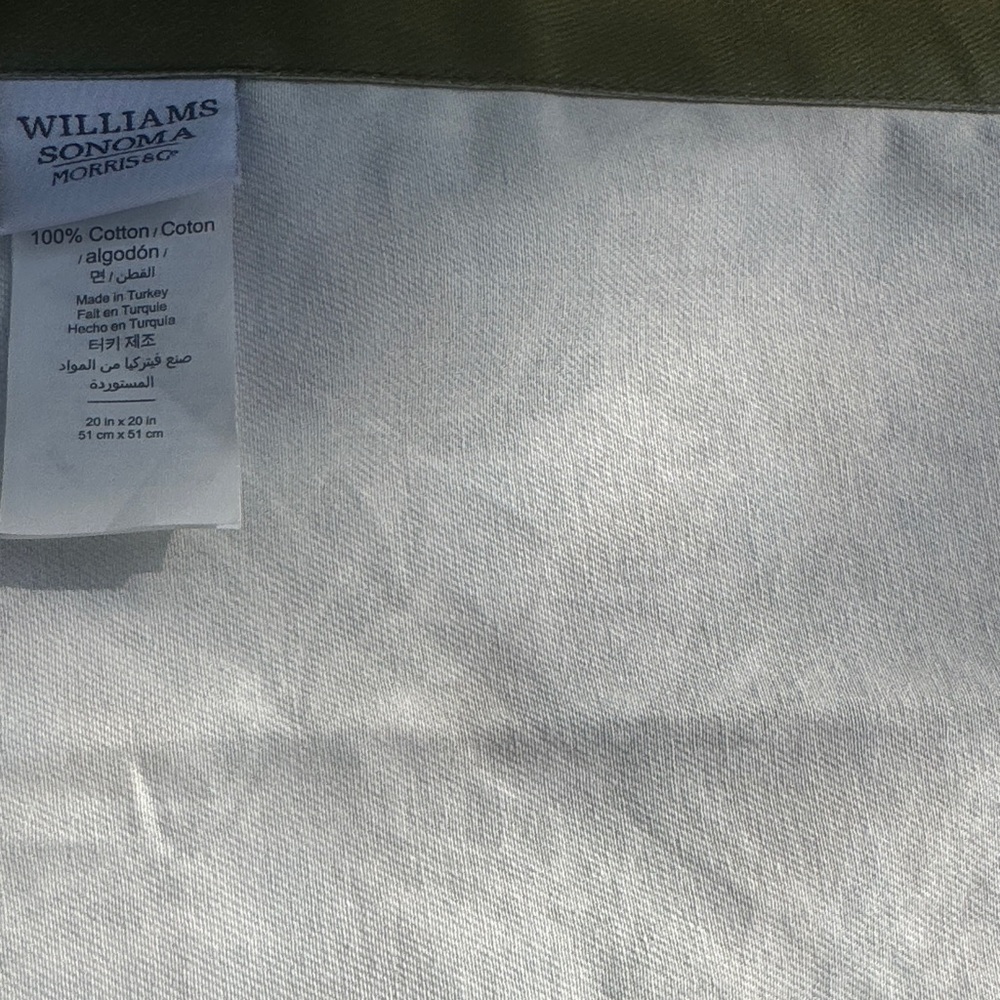 Williams Sonoma White Napkin with Olive Border